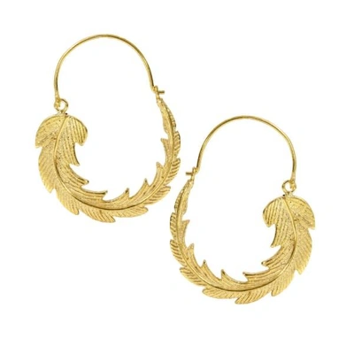 Shop Ottoman Hands Gold Feather Hoop Earrings