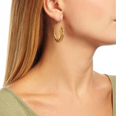 Shop Ottoman Hands Gold Feather Hoop Earrings