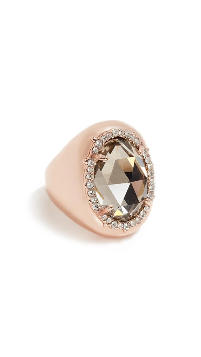 Shop Alexis Bittar Halo Signet Ring In Rose Gold