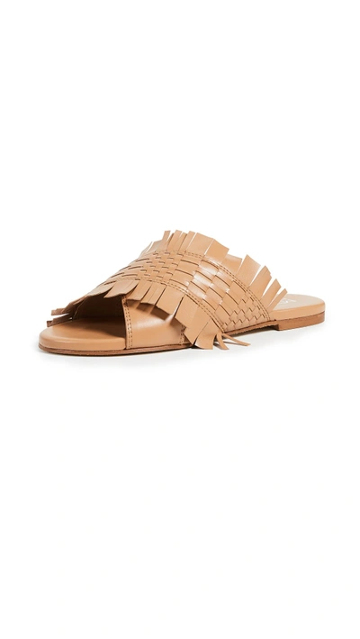 Shop Greymer Happy Woven Slides In Soft Cuoio