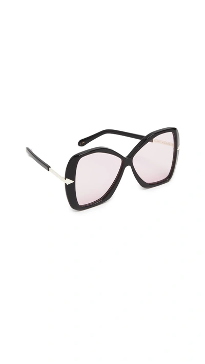 Shop Karen Walker Mary Sunglasses In Black/pink Tint