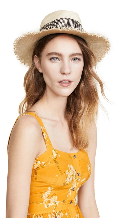 Shop Rag & Bone Frayed Edge Panama Hat In Black Multi