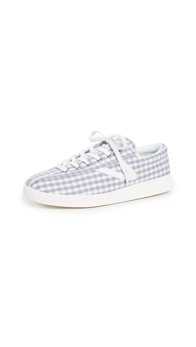Shop Tretorn Nylite Gingham Sneakers In Grey/white