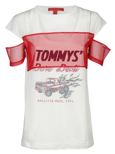 Shop Tommy Hilfiger Tulle Vest T-shirt In White Red