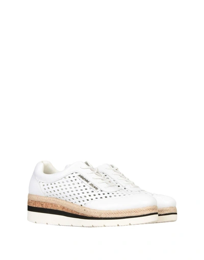 Shop Armani Jeans Laced Shoes In White