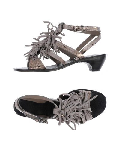 Shop Henry Beguelin Woman Sandals Grey Size 8 Leather