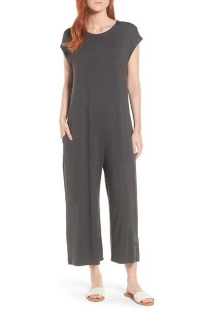 Shop Eileen Fisher Cropped Wide Leg Jumpsuit In Graphite
