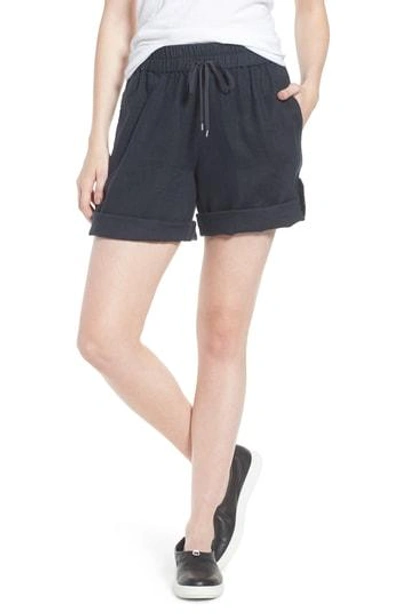 Shop Eileen Fisher Rolled Organic Linen Shorts In Graphite