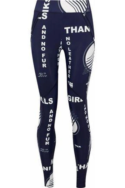 Shop Stella Mccartney Studded Printed Stretch Leggings In Navy