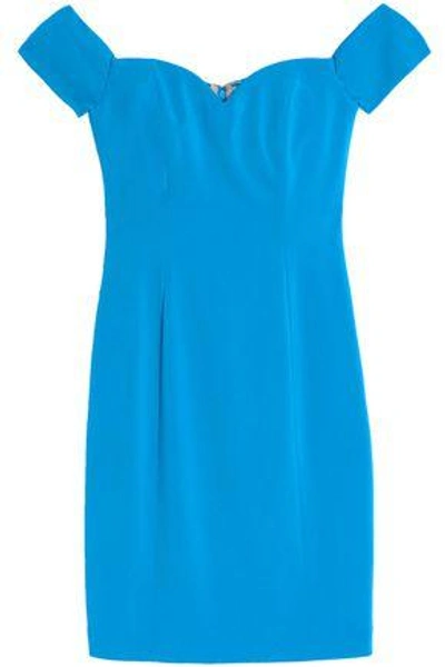 Shop Badgley Mischka Woman Off-the-shoulder Cady Dress Turquoise