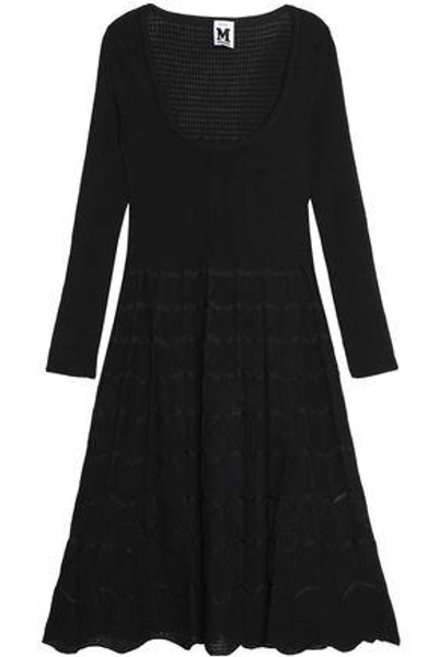 Shop M Missoni Woman Crochet-knit Merino Wool-blend Mini Dress Black
