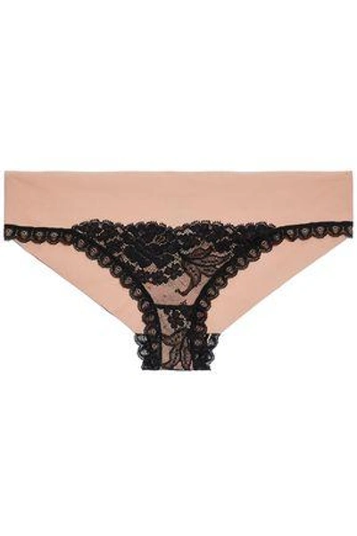 Shop Stella Mccartney Corded Lace-paneled Stretch-jersey Low-rise Briefs In Blush