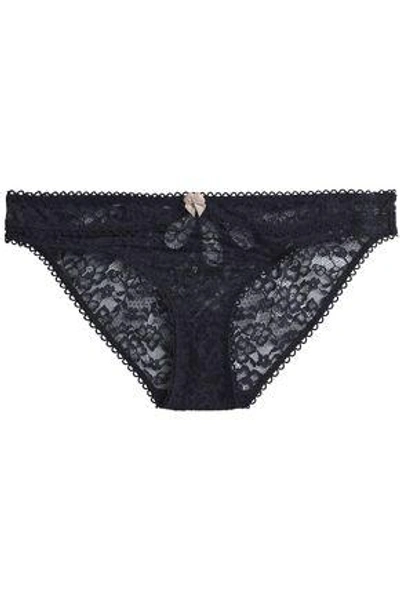 Shop Stella Mccartney Woman Lola Adoring Cutout Leavers  Lace Low-rise Briefs Midnight Blue