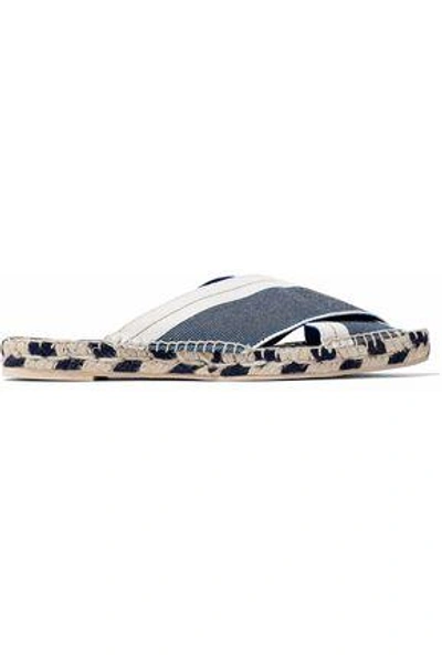 Shop Stella Mccartney Woman Two-tone Canvas Espadrille Slides Navy