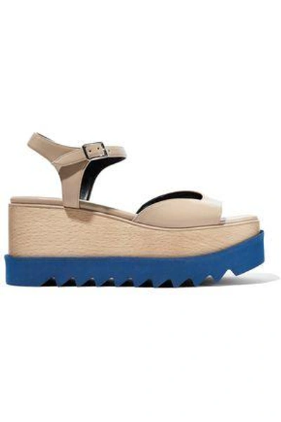 Shop Stella Mccartney Elyse Faux Leather Platform Sandals In Beige