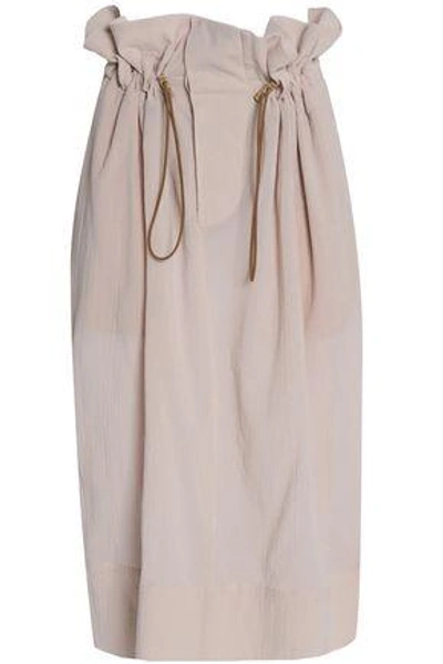 Shop Stella Mccartney Woman Gathered Cotton-gauze Skirt Neutral