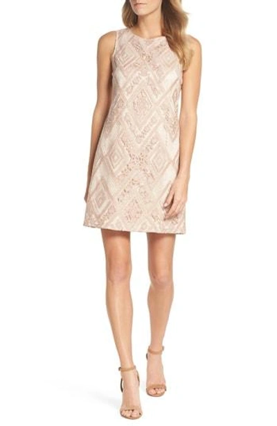 Shop Vince Camuto Sequin Embroidered Sheath Dress In Blush