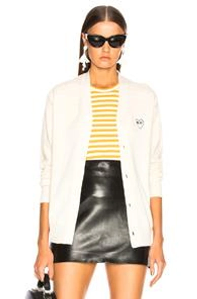Shop Comme Des Garçons Play White Heart Cardigan In Natural