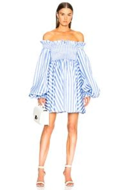Shop Caroline Constas Kora Dress In Blue & White