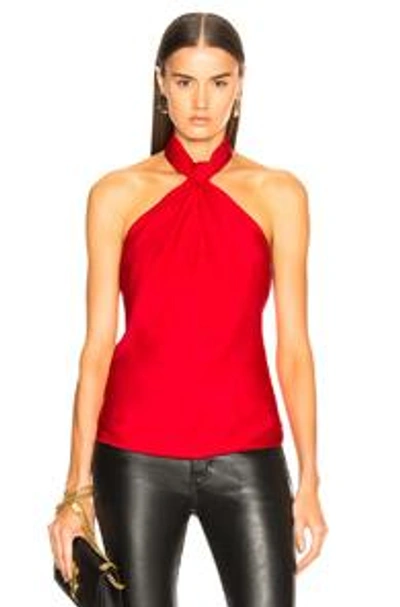 Shop Brandon Maxwell Chiffon Knot Top In Red