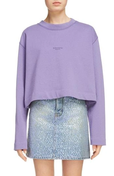 Shop Acne Studios Odice Crop Sweater In Violet