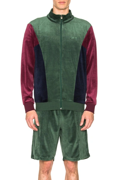 Stussy Velour Paneled Track Jacket In Green | ModeSens