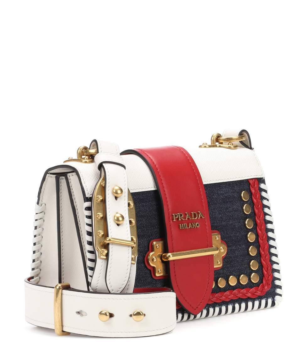 prada cahier denim bag