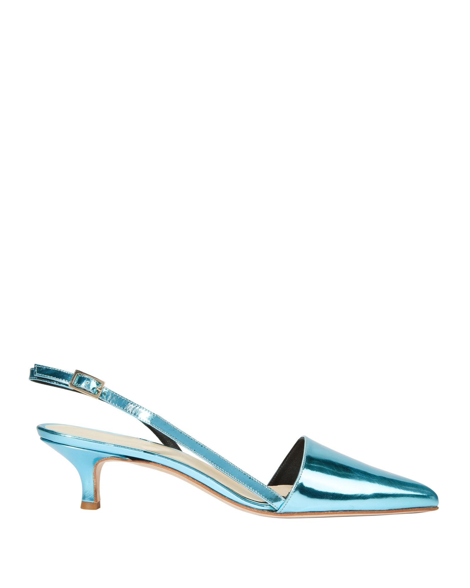 blue kitten heel slingbacks