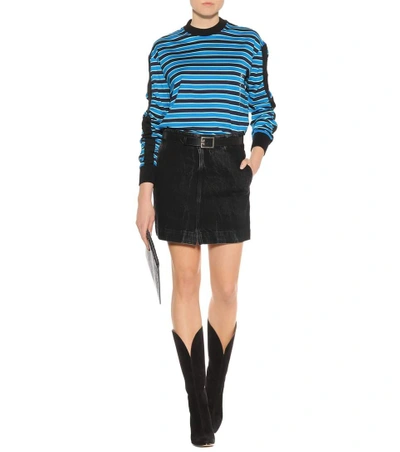 Shop Givenchy Striped Cotton Top In Blue