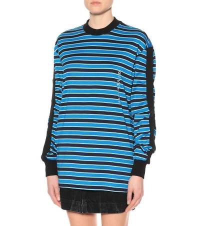 Shop Givenchy Striped Cotton Top In Blue