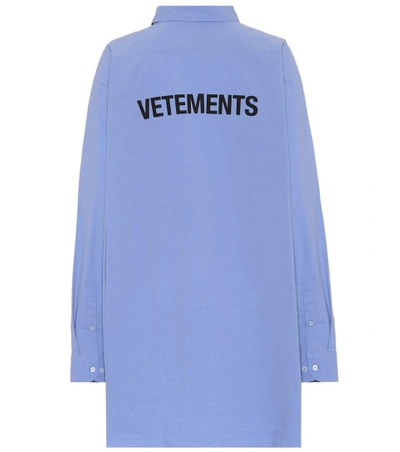 Shop Vetements Cotton And Linen Shirt In Blue