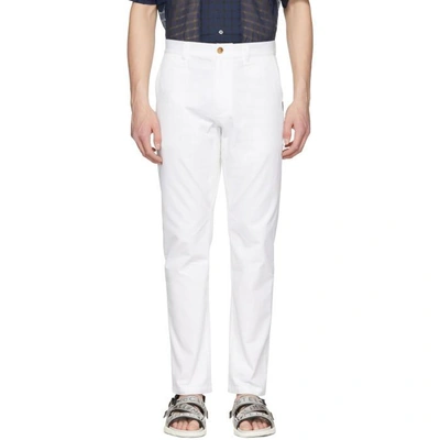 Shop Msgm White Trousers In 01.white