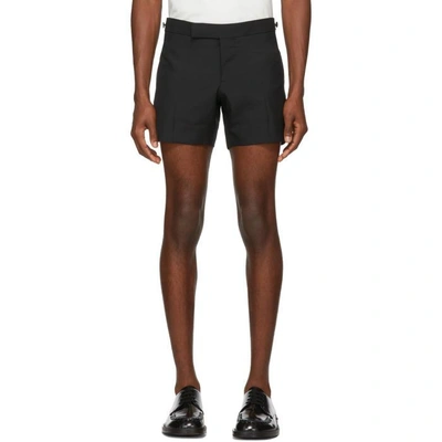 Shop Thom Browne Black Low-rise Skinny Mini Shorts In 001 Black