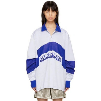 Shop Napa X Martine Rose Napa By Martine Rose White And Blue Ebrius Polo In 11 Wht/blue