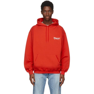 Balenciaga Campaign Logo Hoodie Sweatshirt, Red In 6403 Vermil | ModeSens