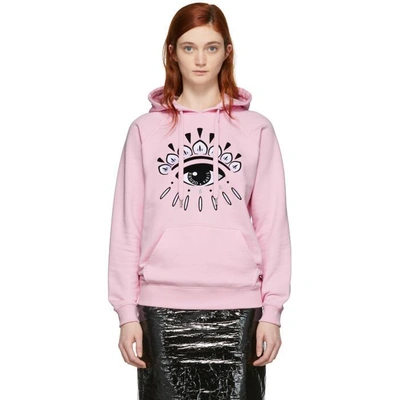 Shop Kenzo Pink Eye Logo Hoodie In 32 - Light