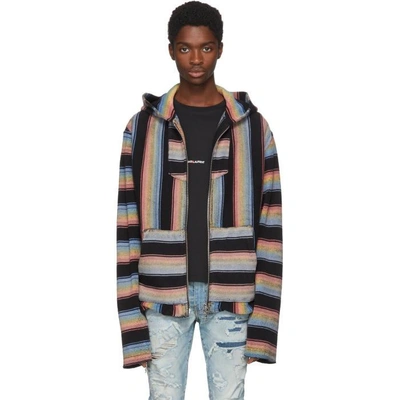 Amiri Baja Striped Cotton Zip-up Hoodie In Multicolour | ModeSens