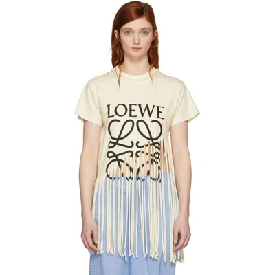 Shop Loewe Beige '' Fringe T-shirt