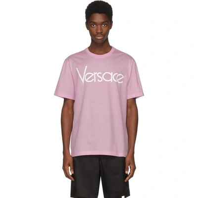 Shop Versace Pink Vintage Logo T-shirt In A99u Pink