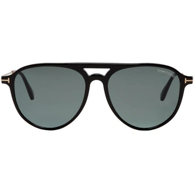 Shop Tom Ford Black And Gold Carlo 02 Sunglasses In 01v Black