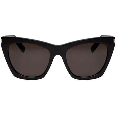 Shop Saint Laurent Black Sl 214 Kate Sunglasses In 001 Black