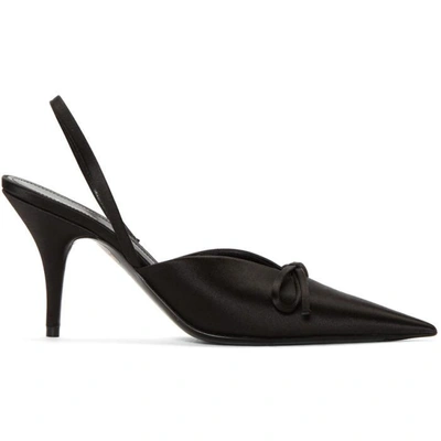 Shop Balenciaga Black Satin Slingback Heels In 1000 Black