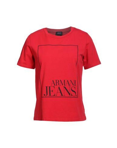 Shop Armani Jeans T-shirts In Red