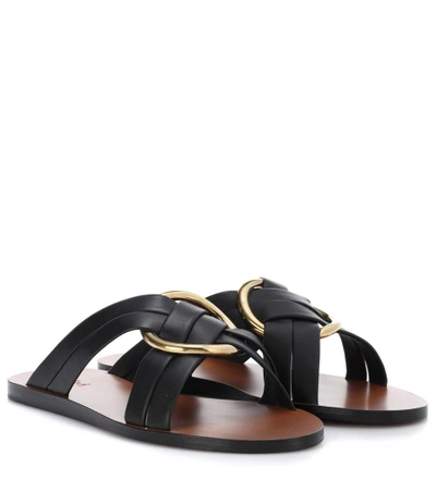 Shop Chloé Rony Leather Sandals In Black