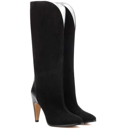 Shop Givenchy Suede Knee-high Boots In Black