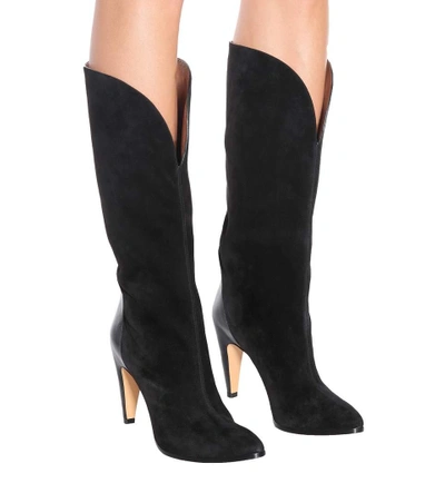 Shop Givenchy Suede Knee-high Boots In Black