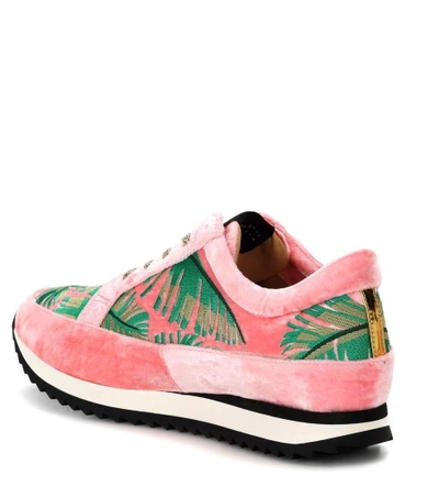 Shop Charlotte Olympia Work It Velvet Platform Sneakers In Pink