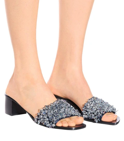 Tory Burch Logan 45 Embellished Satin Sandals In Blue ModeSens
