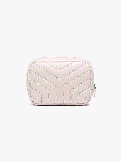 Shop Saint Laurent Beige Loulou Monogram Square Quilted Leather Cosmetics Case In Nude&neutrals