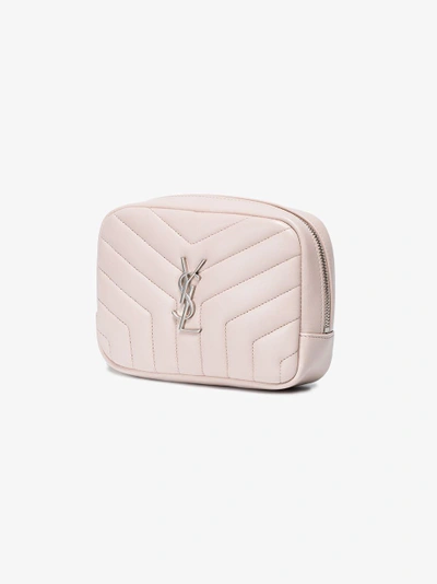 Shop Saint Laurent Beige Loulou Monogram Square Quilted Leather Cosmetics Case In Nude&neutrals